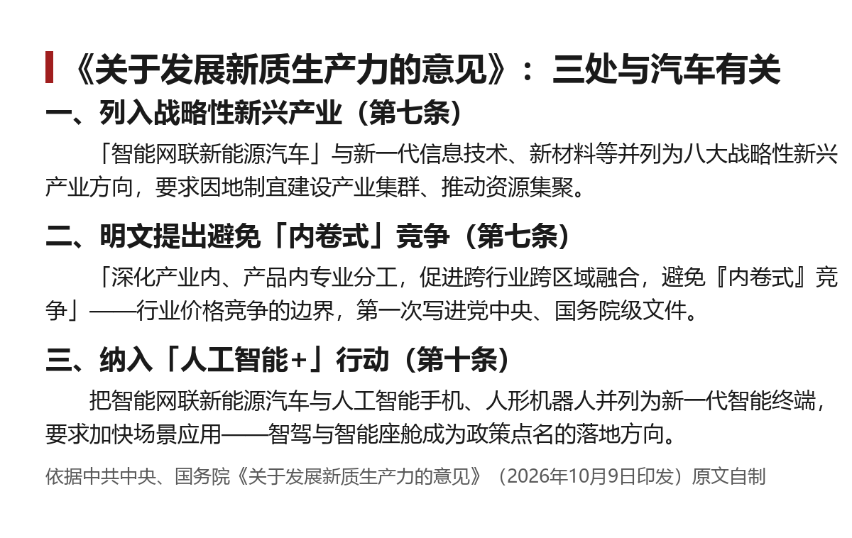 新质生产力意见里的汽车相关表述:三处值得拆开看